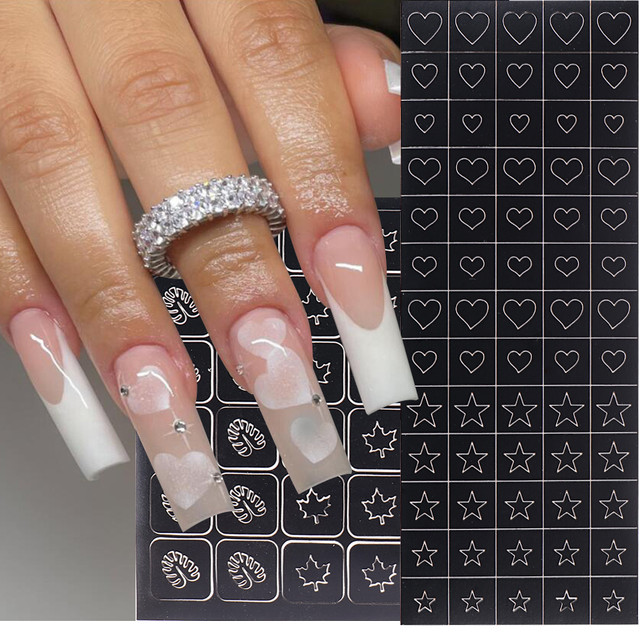 Airbrush Nail Design Heart Star French Stencils for Prints Airbrush  Template Trend Nail Art Stickers Tattoo Decor Manicure SANLK - AliExpress